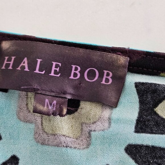 Hale Bob Rhinestone Batwing Sleeves Floral Work Dress Boho Blue Green Medium - Picture 10 of 13